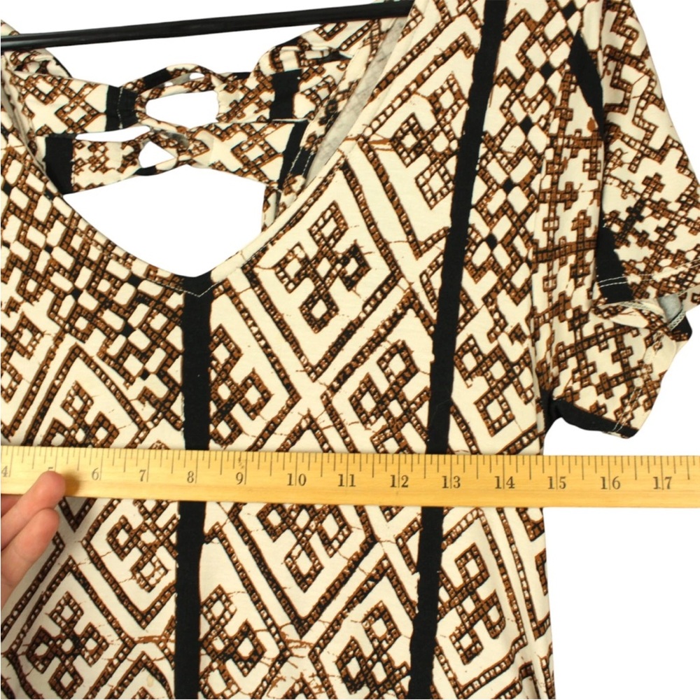 Bel Kazan Anthropology Midi Dress Short Sleeves Sz L geometric Print Boho - Picture 13 of 14